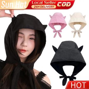 Strap Pullover Hat Little Devil Polyester Headscarf Hats Fashion Funny Quick-drying Solid Color Sun Protection Caps Women