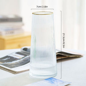 Nordic light luxury glass vase transparent tree pattern hammer pattern gold flower war