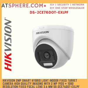 Hikvision 2MP 2 Megapixel 20m Smart White Light Indoor Analog Turret Dome CCTV Camera 3.6mm Lens TVI DS-2CE76D0T-EXLPF