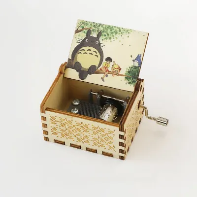 Kotak Musik Kayu Wooden Music Box Vintage Diputar Manual