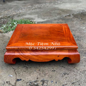 Bàn gỗ trơn vuông kê thần tài gỗ hương cao 10cm
