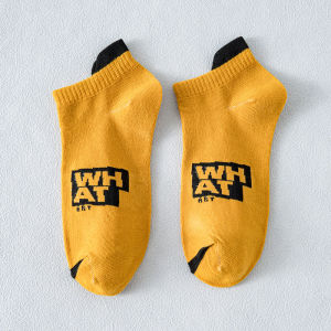 TYKS89 Kaos Kaki Pria Wanita Motif Garis Dan Huruf Kaos Kaki Pendek Ankle Socks