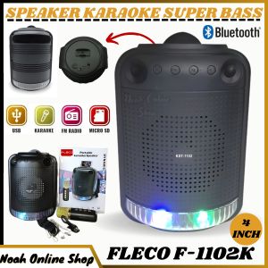 Speaker Karaoke 4 inch free mic ~Fleco F-1102K ~ speaker super bass Fleco F-1102K ~ speaker bluetooth 4 inch super bass ~ NOS