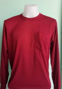 เสื้อแขนยาวชาย เสื้อผู้ชาย คอกลมแขนยาว ปลายแขนจั้ม มีกระเป๋า ผ้าทีเค ขนาดฟรีไซส์ สำหรับทำไร่ ทำสวน ก่อสร้าง ทำงานทั่วไป