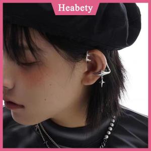 Heabety 1 cặp bông tai kẹp vành tai hình ngôi sao màu bạc thời trang cho nữ gắn đá zircon không cần xỏ lỗ kiểu kẹp tai sành điệu phong cách gothic cá tính trang sức bông tai