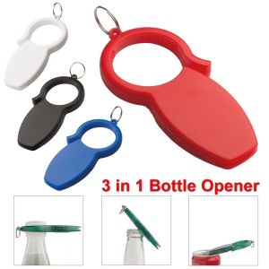 3 in 1 Multifunctional Bottle Opener ABS Cola Drink Can Opener with Key Chain Kitchen Accessories