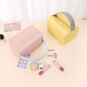 NOER Square Shape Toiletry Bag PU Large Capacity Cosmetic Case Fashion Easy to Clean Cosmetic Storage Bag For Women