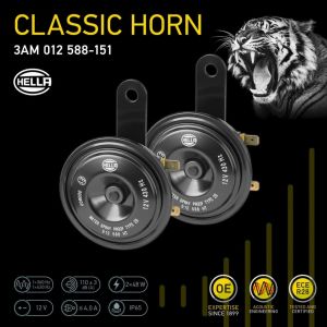 Hella Classic 12V Disc Horn (Set of 2) - 012 588 151