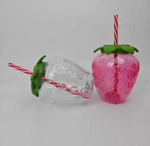 Strawberry Design Cup 500ml with Straw – Reusable Cold Drink Tumbler (Cute & Portable)