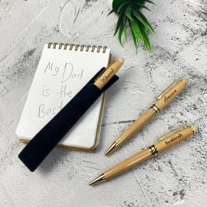 Personalized Gift Custom Solid Wooden Pen & box gift set Birthday Fathers day Teachers day Hadiah ukir nama
