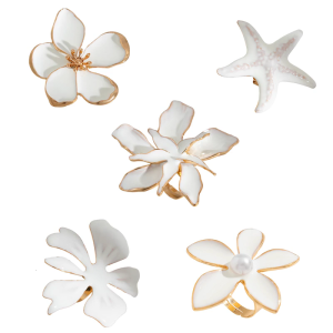 Unique Statement Ring with Large Pearls Flower Finger for Stylish Women Eye Catching Wedding Party Accessories