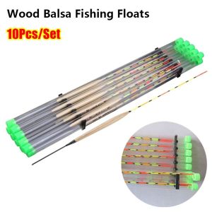 NALANILI 10Pcs/Set Gỗ Balsa Phao câu cá Phao câu cá Chỉ báo vết cắn nhạy cảm Phụ Kiện Dụng Cụ Câu Cá  Ống trượt trôi Câu cá trên băng ở vùng nước nông
