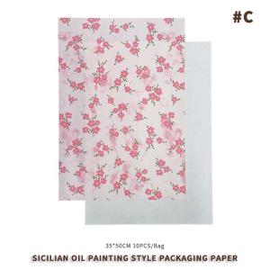 10pcs Sicilian Style Flower Bouquet Wrapping Paper  Gift Bouquet Packaging Material  Oil Painting Art Paper  Vintage Kraft Paper for Floral Bouquet Gift Wrapping Party & Holiday Decoration Supplies