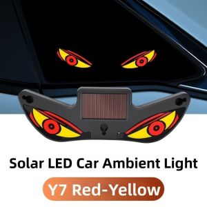 NALANILI Wireless Solar Powered Car Neon Light Vibration Lights on Dynamic Display Smart LED Lights Suction Cup Cool EYE Ambient Lights