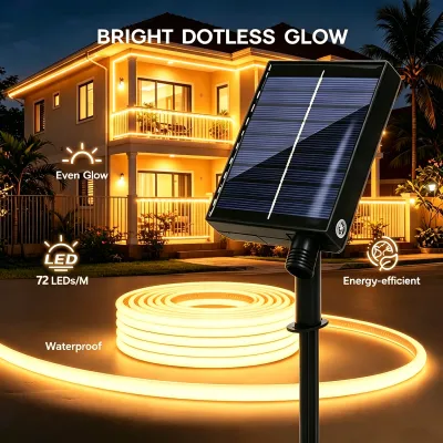 Big Solar panel Strip Lights Outdoor Waterproof Rope Lights 8Mode Remote Christmas Light Strip Flexible neon light