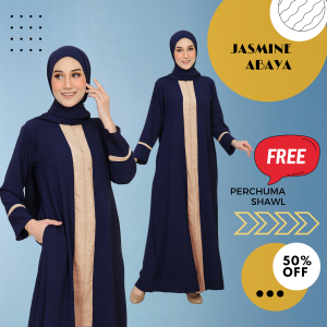JASMIN ABAYAH JUBAH  WITH PERCUMAH SHWAL FREE SHWAL IRONLESS VIRAL 2024 WUDHUK & NURSING FRIENDLY Italian  Cey Free Size