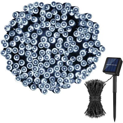 Solar Christmas Lights Outdoor Waterproof 100 LED Solar Powered LED String Lights Green Wire with solar panel Fairy Lights for Xmas Tree Party Wedding Garden Decorations