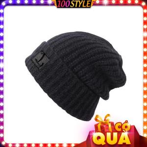 Nón Len Nam Nữ Dày Ấm Áp Phối Khuy Vuông Chữ L - 100style