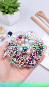 Plastic ABS Pearl Beads Mixed Size 3‑12mm Flower Set Round Imitation Pearl Bead for DIY Bracelet Necklace Jewelry Making Handcraft Accessories
