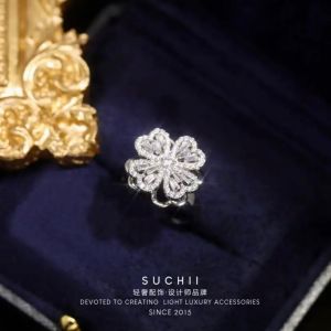 Kaveno Spinning 4 leaves rings korea new