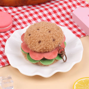 QUANSEN Kawaii Simulation Food Plush Keychain Creative Sandwich Hamburger Cake Keyring Bag Pendant Key Accessories Couple Gifts