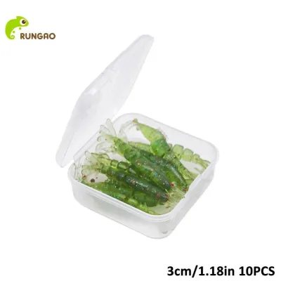 Rungao 10PCS/Box 3/4cm Micro Multi-Joint Shrimp Bait Root Fishing Soft Lure for Bass and Mandarin Fish