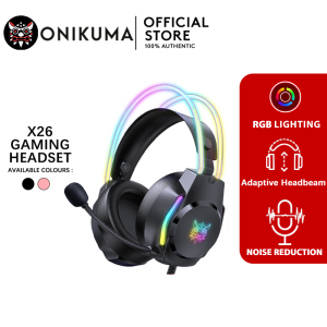 ONIKUMA X26 Gaming Headset with Removable Cat Ears Noise Canceling Light Mic Stereo Gaming Headphones For PC Laptop