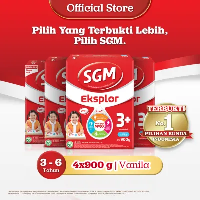 SGM Eksplor 3+ dengan IronC Susu Bubuk Rasa Vanilla 900GR x 4