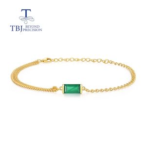 2026 Fashion simple design Bracelet chain natural green agate gemstone bag 5*10mm 925 sterling silver fine jewelry for women