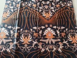 kain motif mahkota arsir bahan seragam batik oren hitam hmt