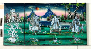 Bộ Tranh sơn mài bộ 4 tấm- Phúc Lộc Thọ 60x120 cm cẩn ốc nổi đẹp trang trí làm quà tặng ý nghĩa