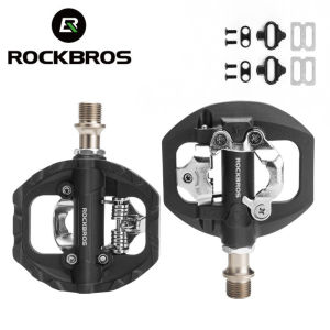 ROCKBROS แป้นล็อคจักรยานคลีทสำหรับระบบ Shimano SPD ล็อคจักรยานเสือหมอบอลูมิเนียมปิดผนึกแบริ่งอุปกรณ์เสริมแป้นเหยียบจักรยาน