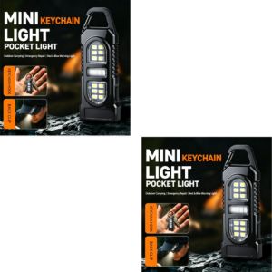 【ECILY🔥4pcs】Multifunctional Outdoor Work Light USB Rechargeable LED Flashlight With Red Blue Warning Light IPX4 Waterproof 240-350LM 50M Range ABS Material Black