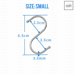 (10PCS/SET) Stainless Steel S Hook Hanger Kitchen Cabinet Wardrobe Clothes Hooks Hangers Size S M L