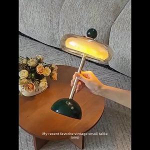 FFBH Elegant Multi-Color Desk Lamp Vintage Touch Dimming Bedside Lamp Glass Flying Saucer Night Light Living Room X2Z8B