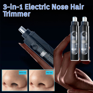 3-in-1 Electric Nose Hair Trimmer Nonrusting Concealed Blades Digital Display Waterproof Usb Rechargeable Painless Shaver For Hair And Nose