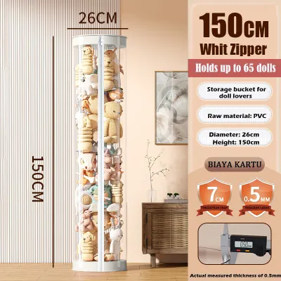 Doll Storage Bucket PVC Transparent with Cover Large-capacity Storage Children Stuffed Animal Plush Toy Box