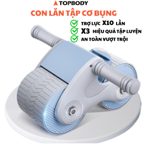 Con Lăn Trợ Lực Tập Bụng Thế Hệ Mới 2 Bánh Cao Cấp Có Phanh Lò Xo Trợ Lực TỰ ĐỘNG KÉO VỀ