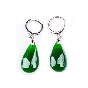 Hoa Tai Ngọc Bích Ngọc Bích Tự Nhiên Giả Tự Nhiên Hoa Tai Giọt Nước Cho Nữ Rau Bina Xanh Cổ Điển Phong Cách Trung Quốc Nhẹ Nhàng Dễ Phối Sang Trọng