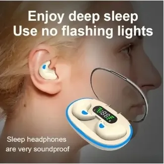 หูฟังใส่นอน Hqai X55 Bluetooth 5.3 หูฟังนอนหลับไร้สายพร้อมเสียงสเตอริโอ Hi-fi Build-in Mic จอแสดงผล LED หูฟังปุ่มควบคุมชุดหูฟังกันน้ําหูฟังตัดเสียงรบกวน