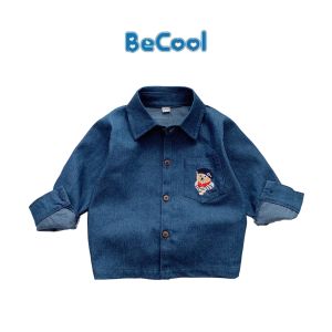 Áo Sơ Mi Bò Gấu Cho Bé Trai BECOOL Chất Bò Giấy Cao Cấp Áo Dài Tay Cho Bé Từ 10-28Kg