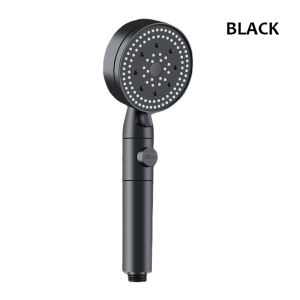 Shower Head Water Saving 5 Modes Adjustable High Pressure Shower Head Bathroom High Pressure Holder Wall Mounted Bracket Removable Handheld One-click Stop Water Free Hose Holder 花洒