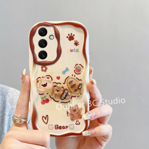 Casing Samsung Galaxy A24 A34 A54 A04s A13 A23 A33 A53 LTE 5G 4G Phone Case New Design 3D Doll Cute Cartoon Bear Cream Silicon Soft Cover with Bracelets 2023