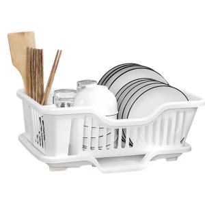 Kitchen Dish Drainer Rack Large Capacity Plate Storage Organizer with Utensil Holder Self Draining Rak Mangkuk