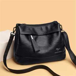 Tas Selempang Wanita Elegan Kulit Imitasi Polos Warna Hitam Coklat Merah Fashionable & Trendi