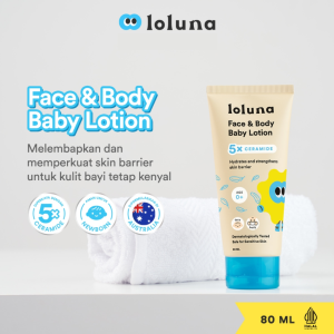 Loluna Face & Body Baby Lotion 5x Ceramide 80ml & 200ml Losion Krim Bayi For Sensitif Skin