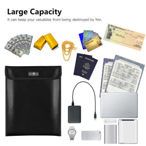 SHUNAICHI Fireproof Waterproof Document Storage Box Bag 3 Tier Fire Resistant Safe Portable Travel Storage Bag For Money Jewelry Passport