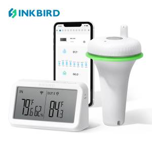 INKBIRD IBS-P02R-O Floating Pool Thermo-meter with IBS-M2 Wi-Fi Gateway Set Wireless App Control Wireless Pool Thermo-meter IPX7 Waterproof