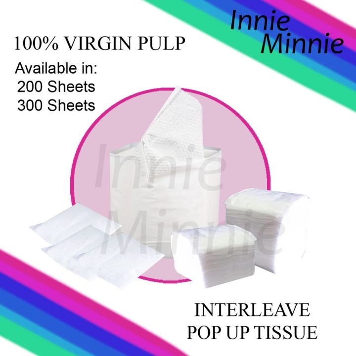 Interleave Tissue Rectangular Interleave Pop Up Tissue 100% Virgin Pulp 2PLY 200 Sheets / 300 Sheets ...