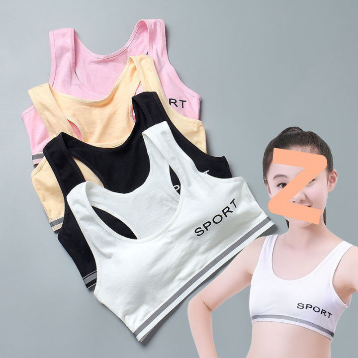 Puberty Girls Training Bra Teenage Sports Bra Padded Crop Tops With Chest  Pad
